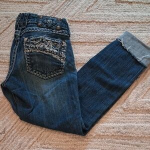 Miss MeWomen's Blue Jeans with Embellished Pocket